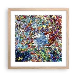 Affiche dans un chêne clair - Poster - Goutte de vitrail - 40x40 cm