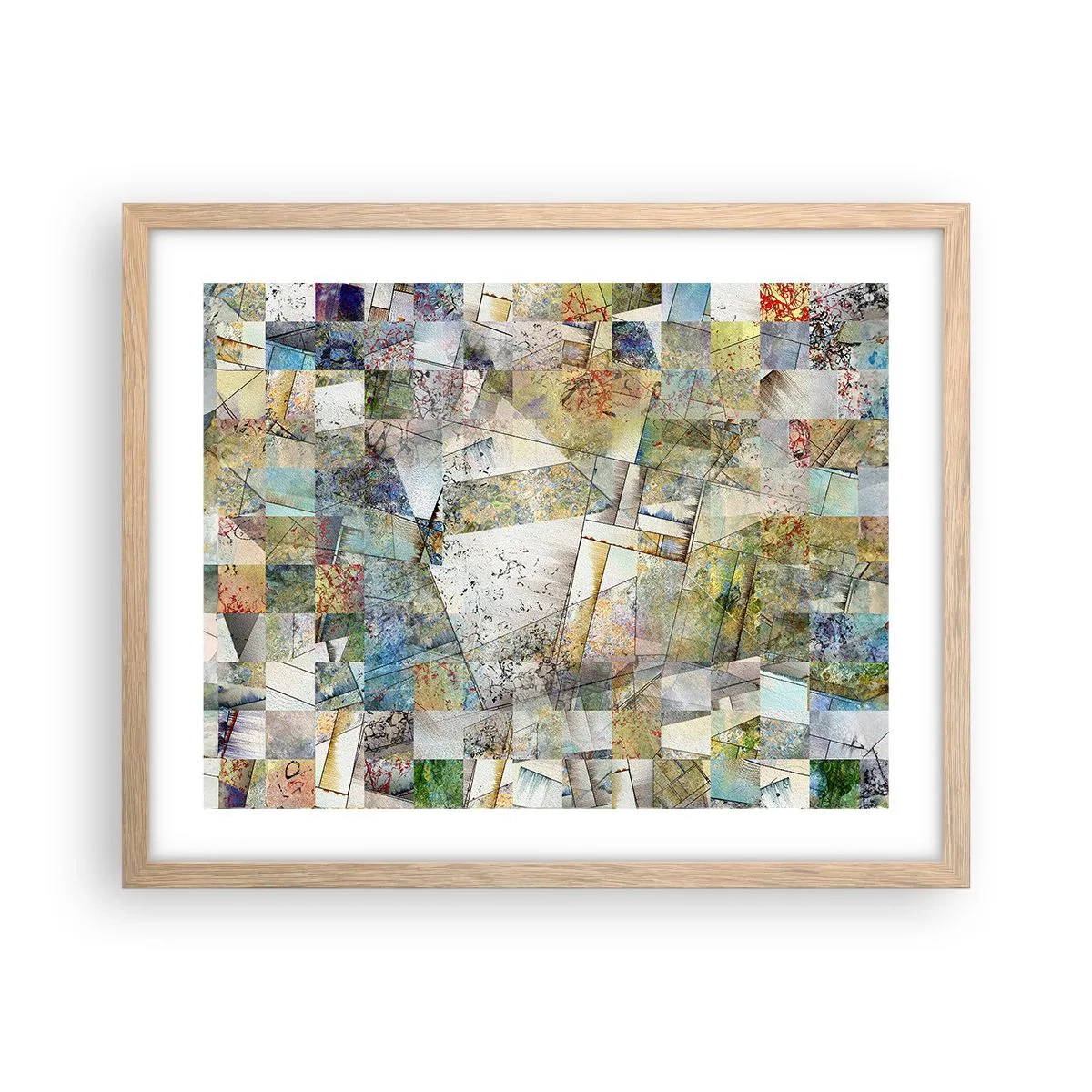 Affiche dans un chêne clair - Poster - Remaniement géométrique - 50x40 cm