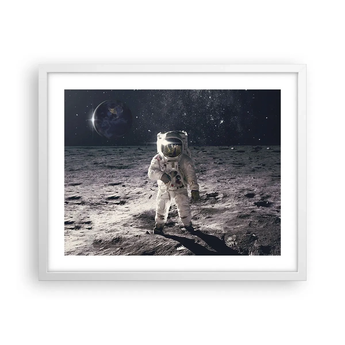 Affiche dans un cadre blanc - Poster - Salutations de la lune - 50x40 cm
