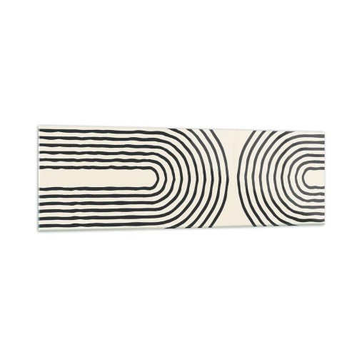 Impression sur verre - Image sur verre - Motif géométrique abstrait avec des lignes symétriques sur un fond clair - 160x50cm - Dans un instant... - Décoration murale moderne pour le salon et la chambre ARTTOR