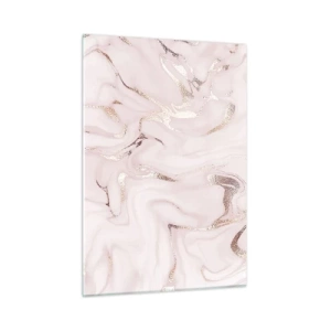 Impression sur verre - Image sur verre - Motif abstrait en marbre or rose - 50x70cm - Dans un châle rose - Décoration murale moderne pour le salon et la chambre ARTTOR