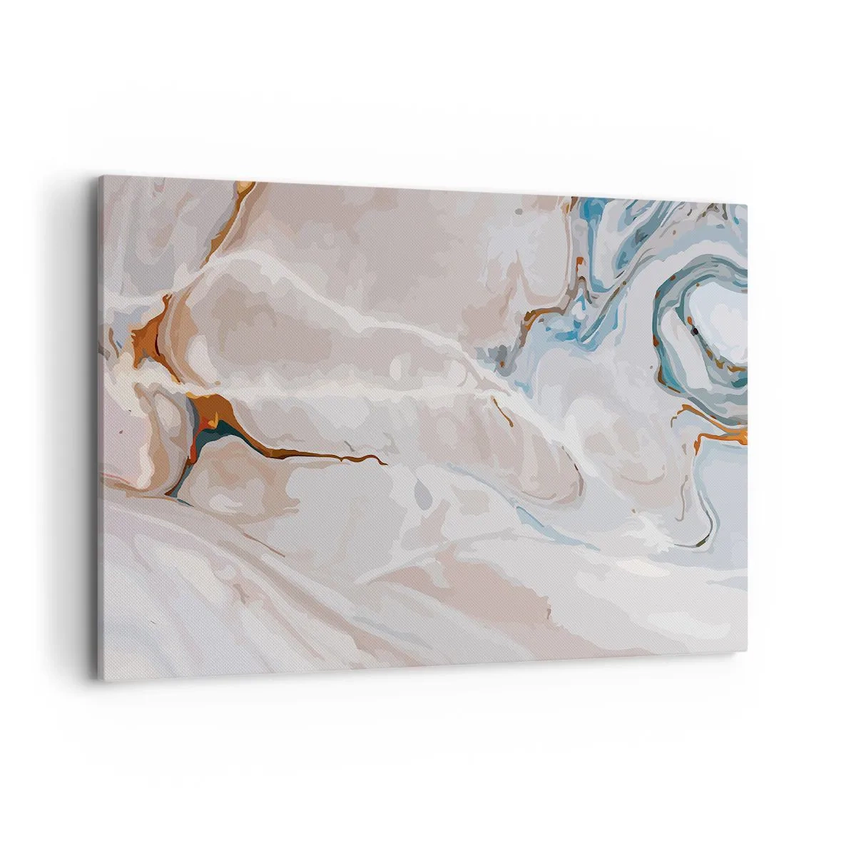 Impression sur toile - Image sur toile - Motif abstrait dans les tons de blanc et de bleu - 100x70cm - Le bleu serpente sous le blanc - Décoration murale moderne pour le salon et la chambre ARTTOR