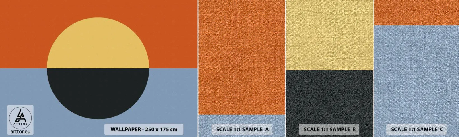 Échantillon de Papier Peint Premium Canvas - Composition de chaleur et de fraîcheur - Abstraction, Morceau, Graphique - 100x30 cm