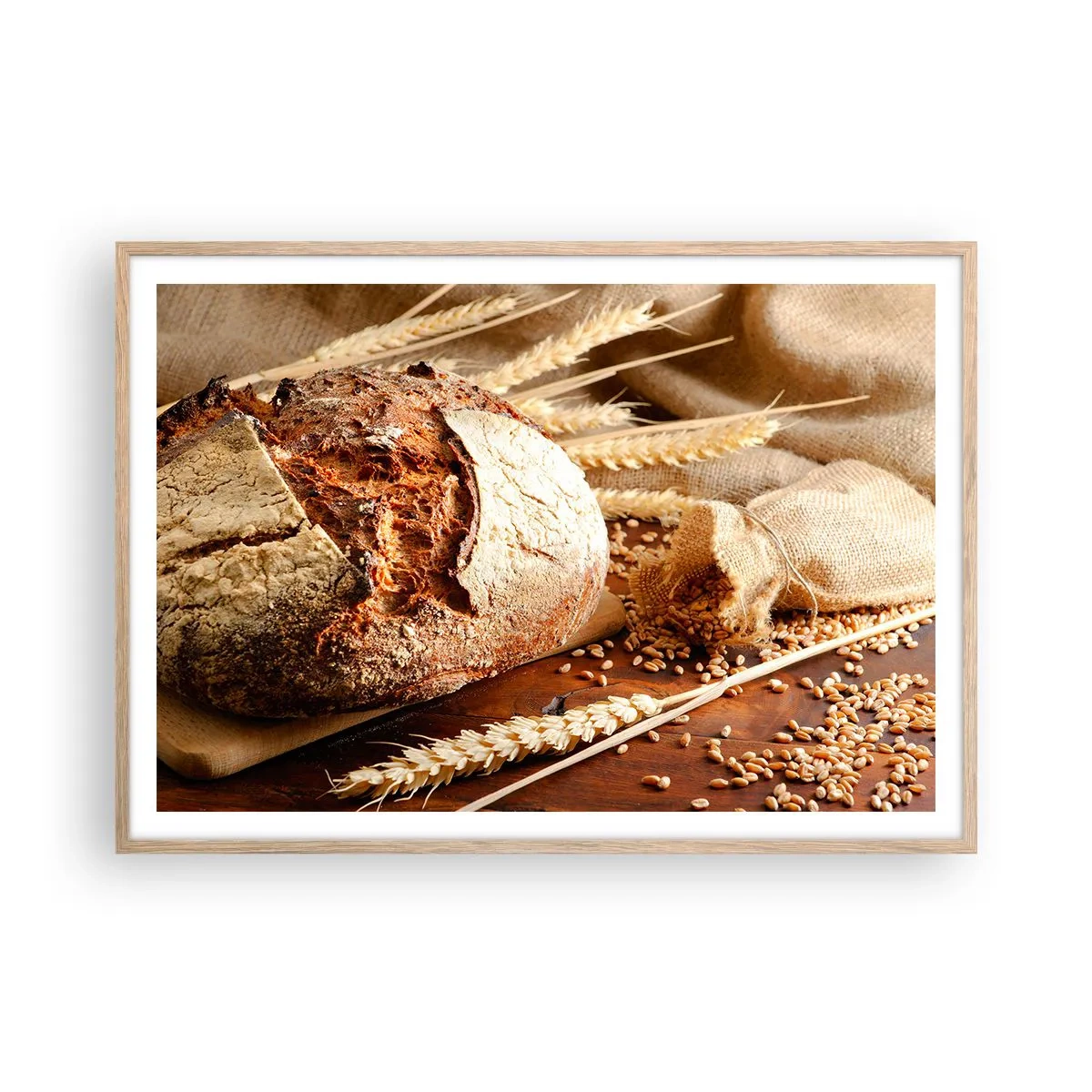 Affiche dans un chêne clair - Poster - Appétissant, parfumé, croquant - 100x70 cm