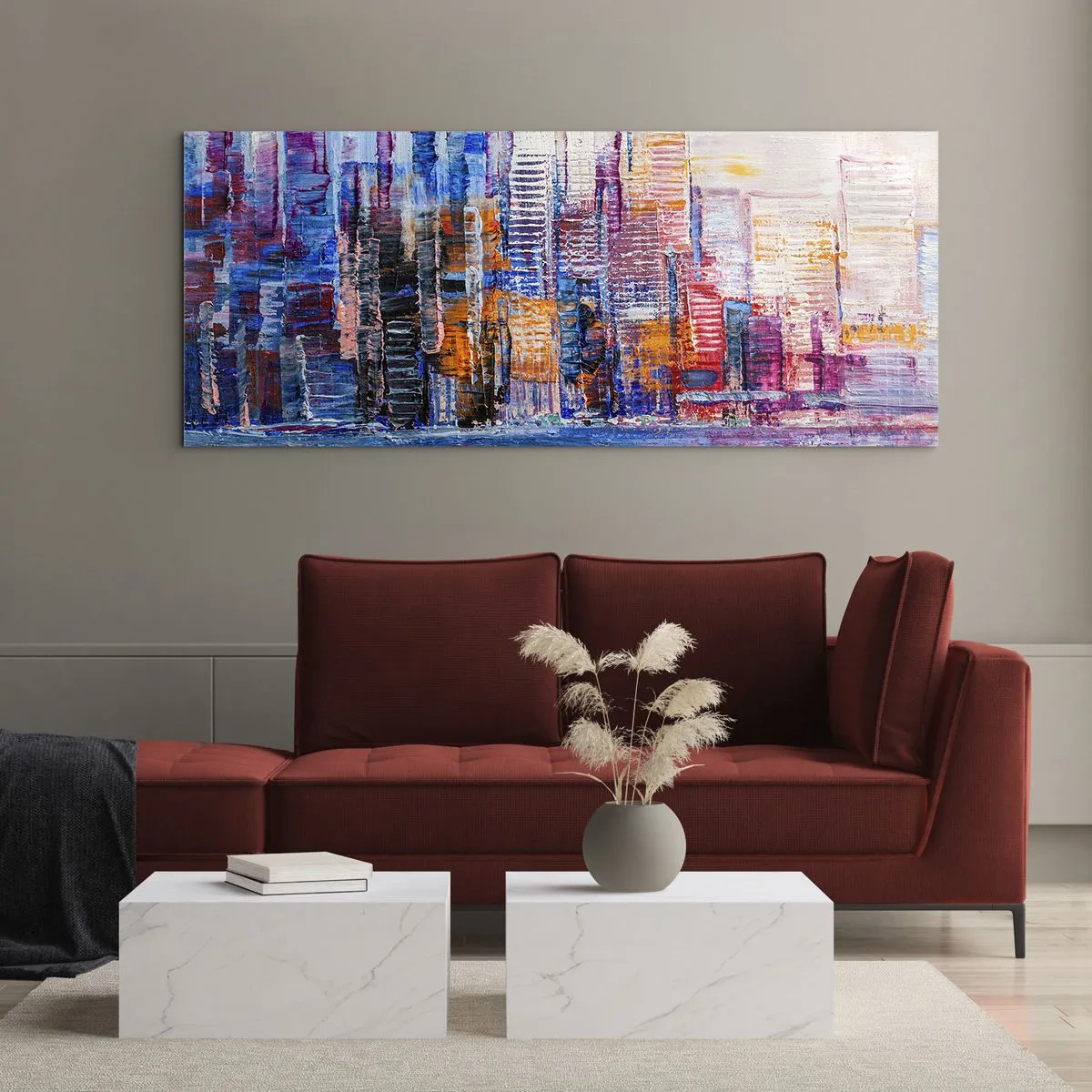 Impression sur verre - Image sur verre - Une métropole joyeuse - 100x40 cm