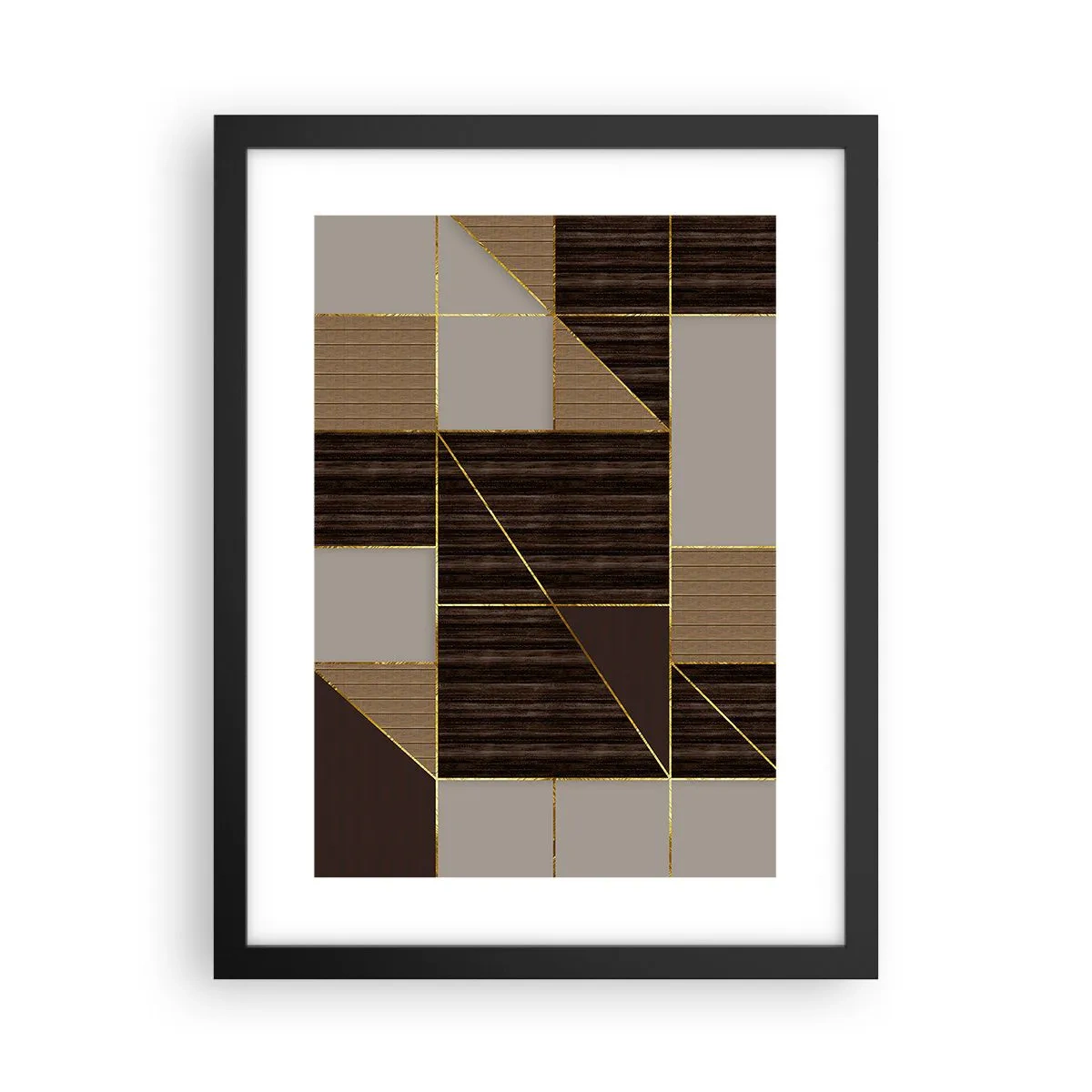 Affiche dans un cadre noir - Poster - Mozaique de bronze et d'or - 30x40 cm