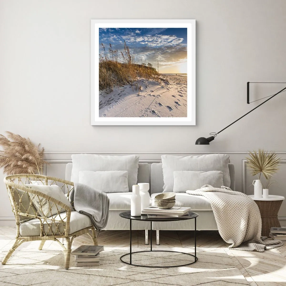 Affiche dans un cadre blanc - Poster - Invitation à la ballade - 30x30 cm