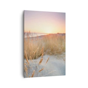 Impression sur toile - Image sur toile - Plage au coucher du soleil avec de hautes herbes - 70x100cm - Berceuse baltique - Décoration murale moderne pour le salon et la chambre ARTTOR