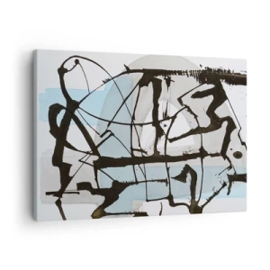 Impression sur toile - Image sur toile - Lignes et formes abstraites en bleu et noir - 70x50cm - Bleu malgré tout - Décoration murale moderne pour le salon et la chambre ARTTOR