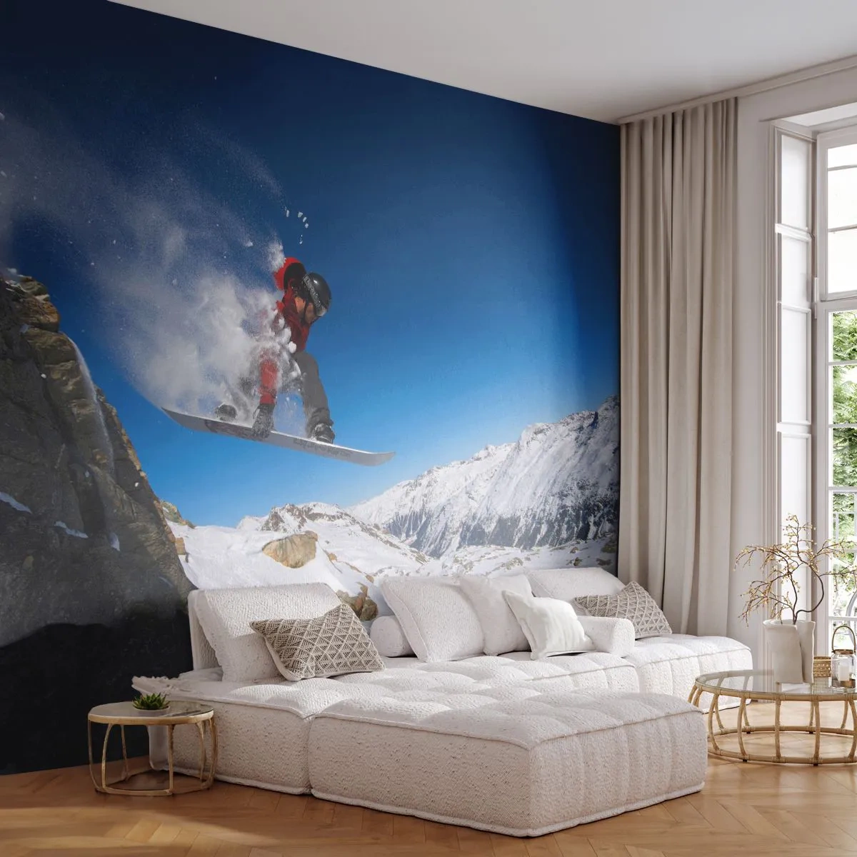 Papier Peint Photo Standard Eco - Et tu es devenu une partie de l'espace - Paysage, Planche a neige, sport - 400x280 cm