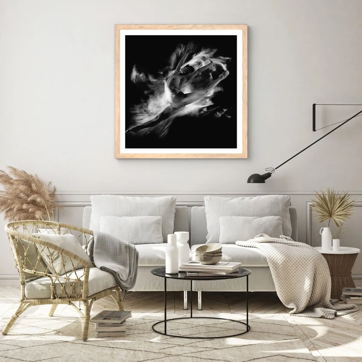 Affiche dans un chêne clair - Poster - Coincé en l'air - 40x40 cm