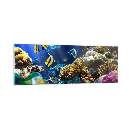 Impression sur verre - Image sur verre - Beaucoup de circulation sur la route des vacances - 90x30 cm