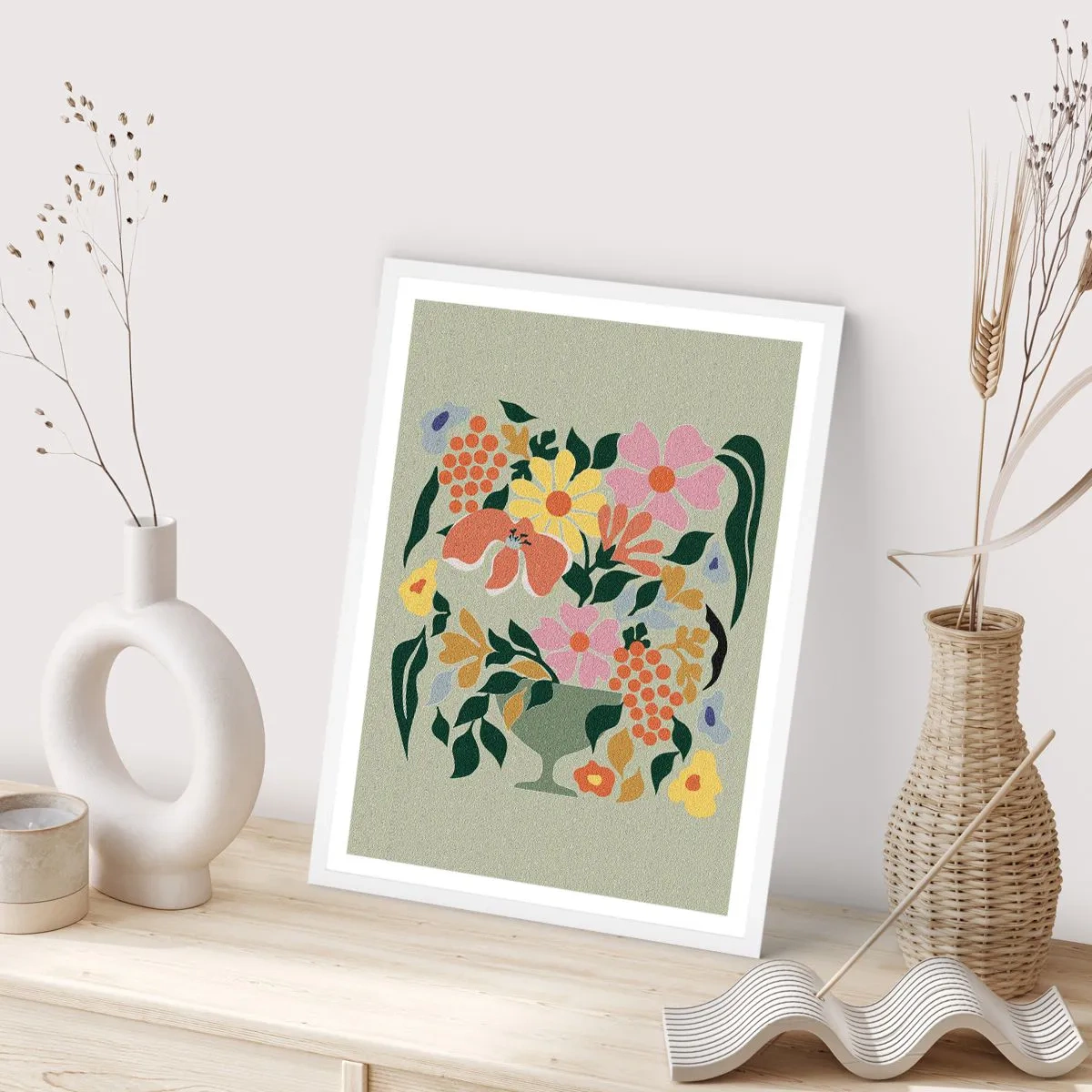 Affiche dans un cadre blanc - Poster - Un bouquet plein de vie - 40x50 cm