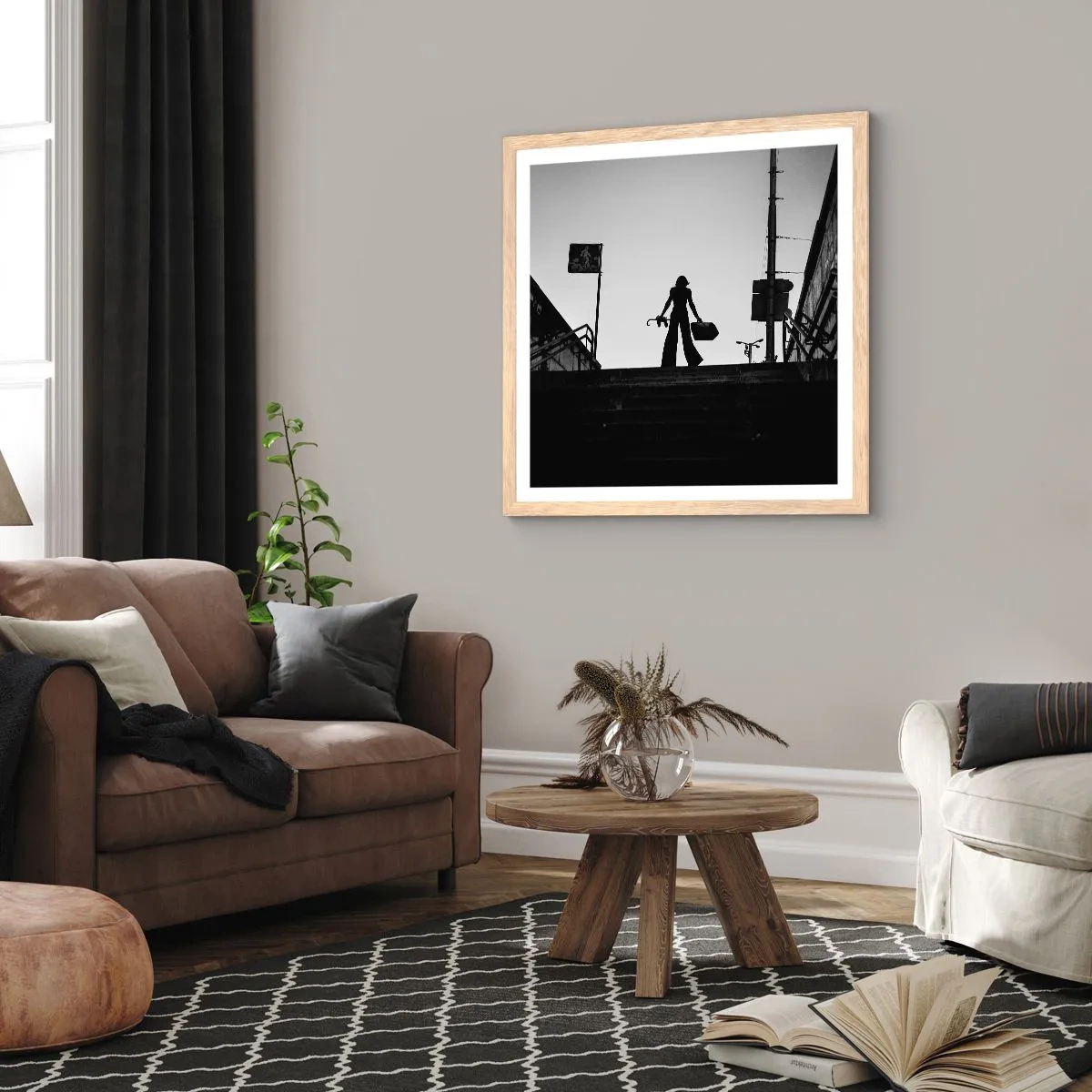 Affiche dans un chêne clair - Poster - Pèlerinage urbain - 50x50 cm