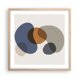 Affiche dans un chêne clair - Poster - Gouttes de couleur - 50x50 cm