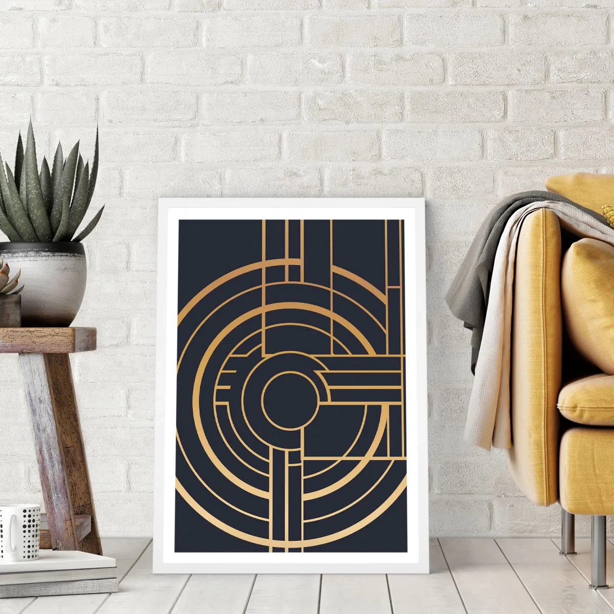 Affiche dans un cadre blanc - Poster - Rotation des éléments - 40x50 cm