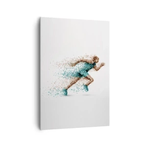 Impression sur toile - Image sur toile - Une figurine de coureur dynamique composée de minuscules particules - 70x100cm - La vie est une course - Décoration murale moderne pour le salon et la chambre ARTTOR