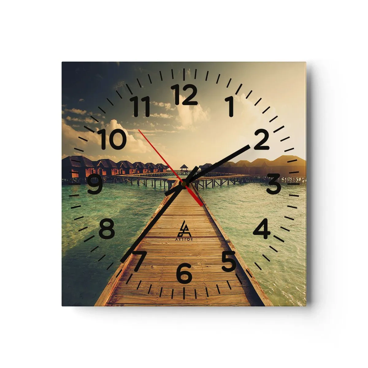Horloge murale - Pendule murale - Invitation chaleureuse - 30x30 cm