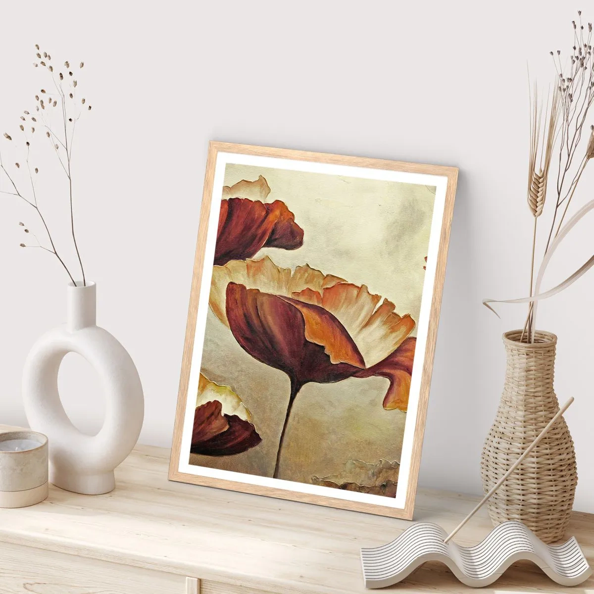 Affiche dans un chêne clair - Poster - À la lisière des champs - 70x100 cm