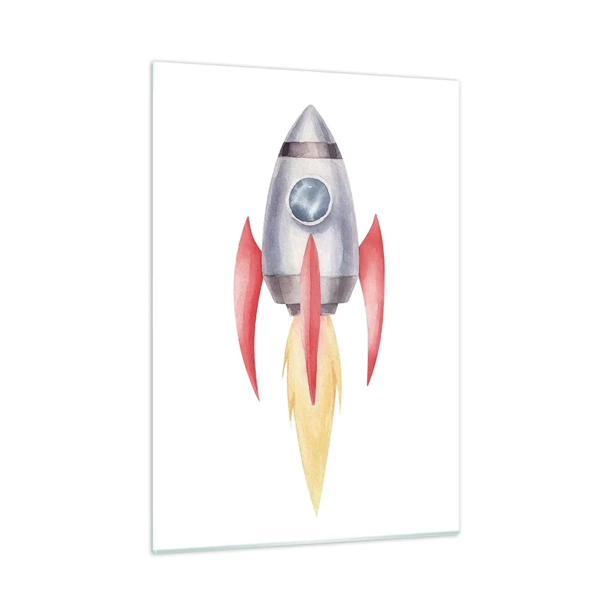 Impression sur verre - Image sur verre - Une fusée colorée volant dans l'espace - 50x70cm - Plus haut, plus vite, plus loin - Décoration murale moderne pour le salon et la chambre ARTTOR