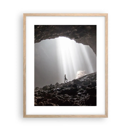 Affiche dans un chêne clair - Poster - Grotte lumineuse - 40x50 cm