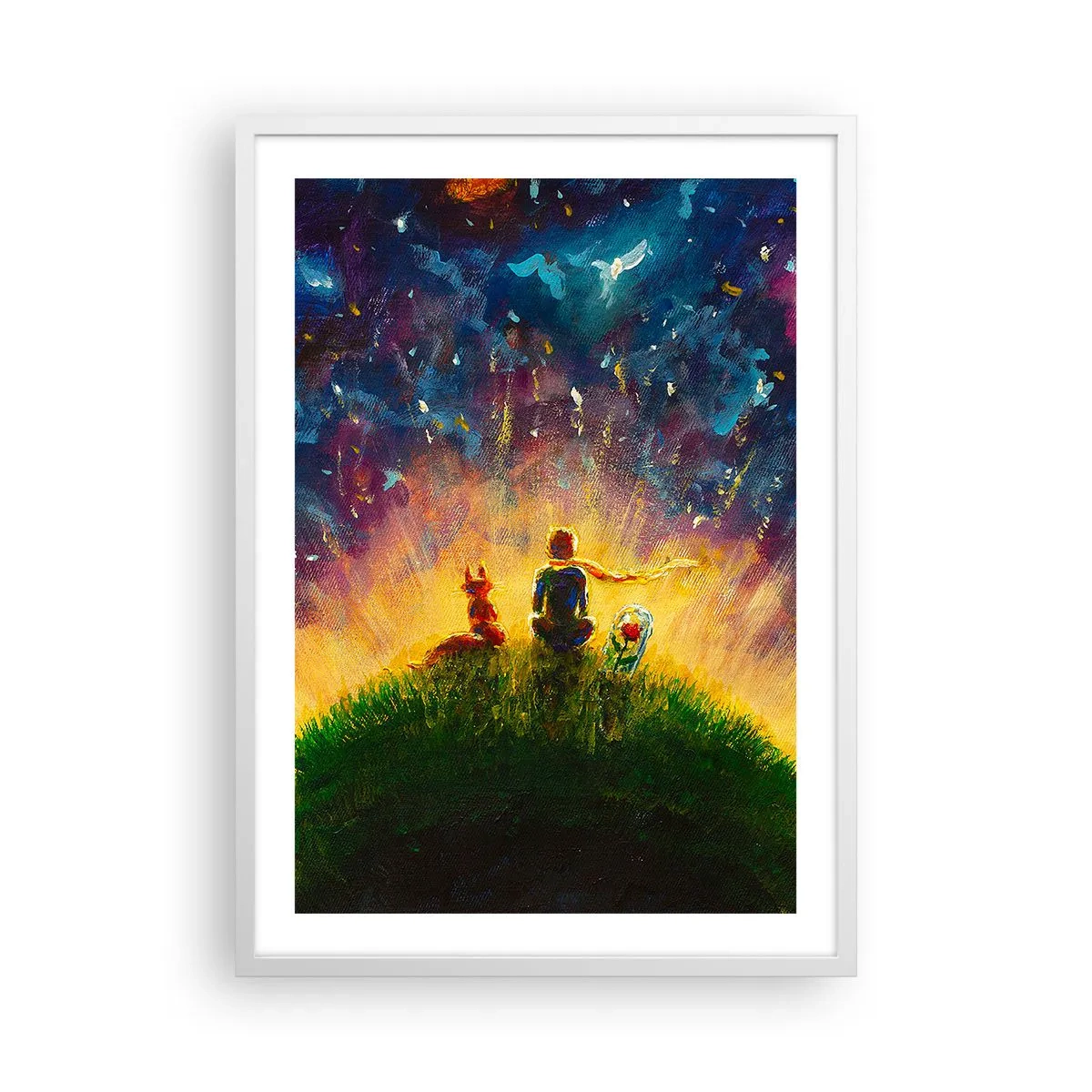 Affiche dans un cadre blanc - Poster - Amour et amitié - le monde entier - 50x70 cm