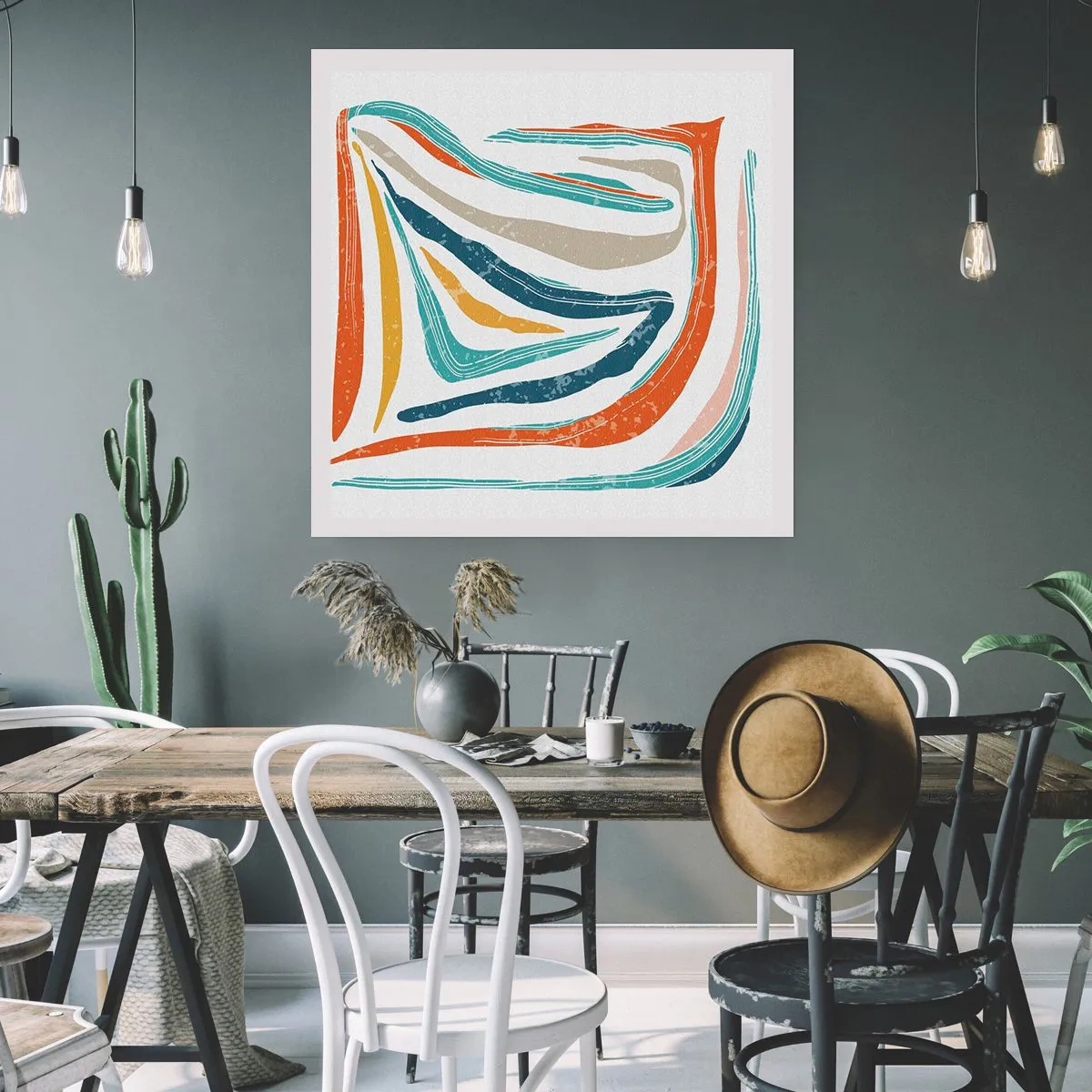 Affiche - Poster - Abstraction avec un sourire amical - 60x60 cm