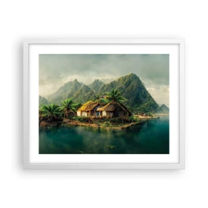 Affiche dans un cadre blanc - Poster - Paradis tropical - 50x40 cm