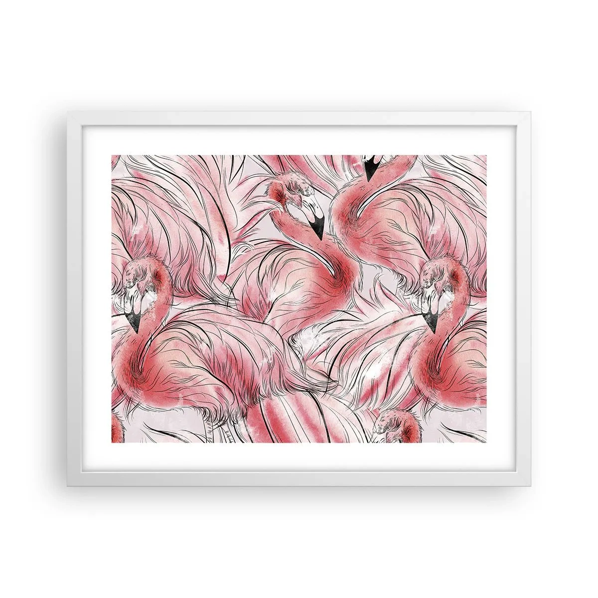 Affiche dans un cadre blanc - Poster - Oiseau corps de ballet - 50x40 cm