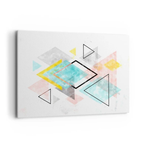 Impression sur toile - Image sur toile - Motifs géométriques colorés sur fond blanc - 120x80cm - Géométrie facile - Décoration murale moderne pour le salon et la chambre ARTTOR