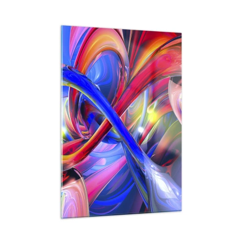 Impression sur verre - Image sur verre - Lignes abstraites et colorées et dynamiques énergiques - 50x70cm - La danse des nuances - Décoration murale moderne pour le salon et la chambre ARTTOR