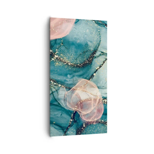 Impression sur toile - Image sur toile - Soie bleu, tulle rose - 65x120 cm