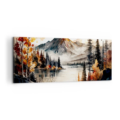Impression sur toile - Image sur toile - Automne doré dans les montagnes - 100x40 cm