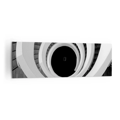 Impression sur toile - Image sur toile - Escalier en colimaçon noir et blanc de style moderne - 160x50cm - Les choses concrêtes - Décoration murale moderne pour le salon et la chambre ARTTOR