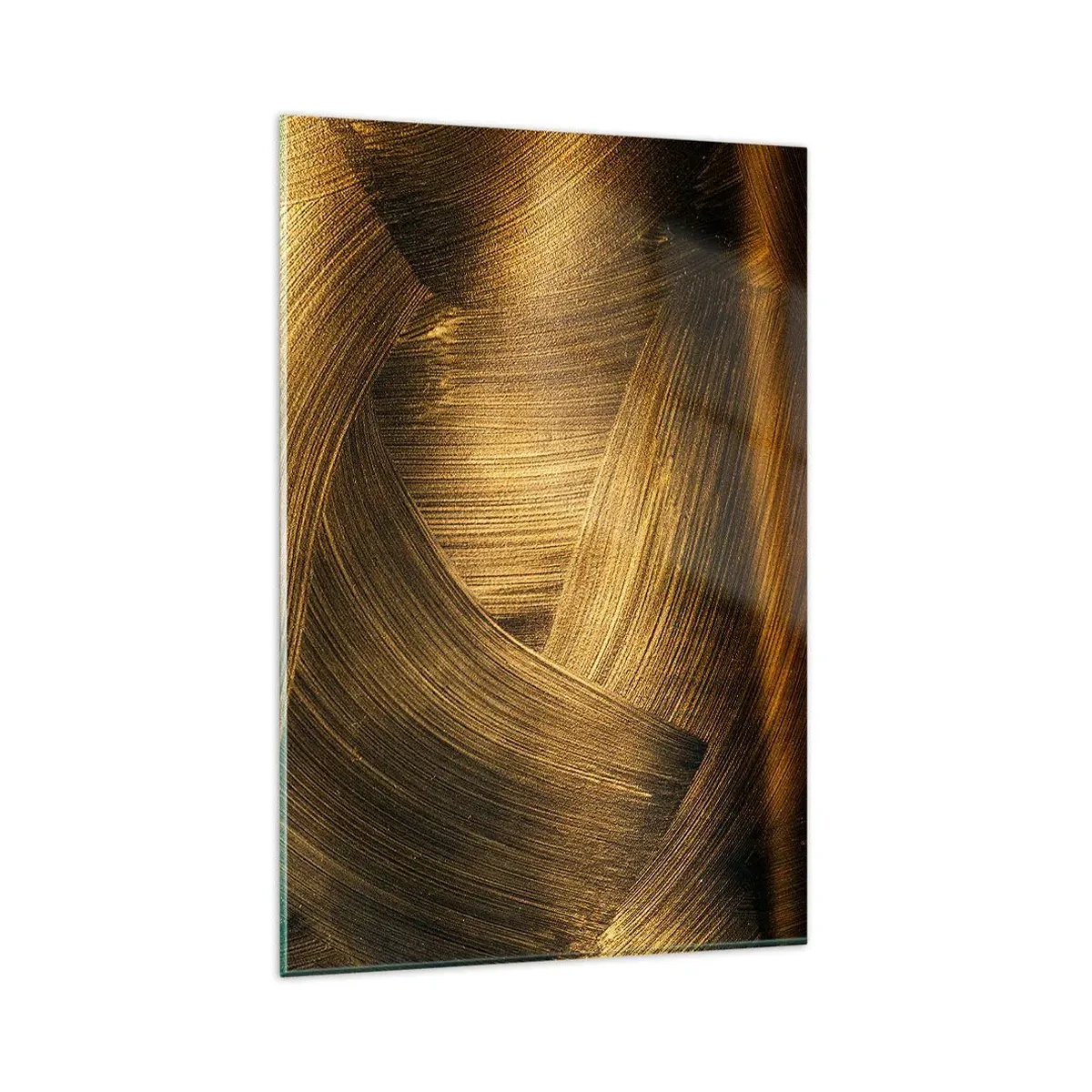 Impression sur verre - Image sur verre - Coups de pinceau abstraits dorés - 80x120cm - Dans un labyrinthe en or - Décoration murale moderne pour le salon et la chambre ARTTOR