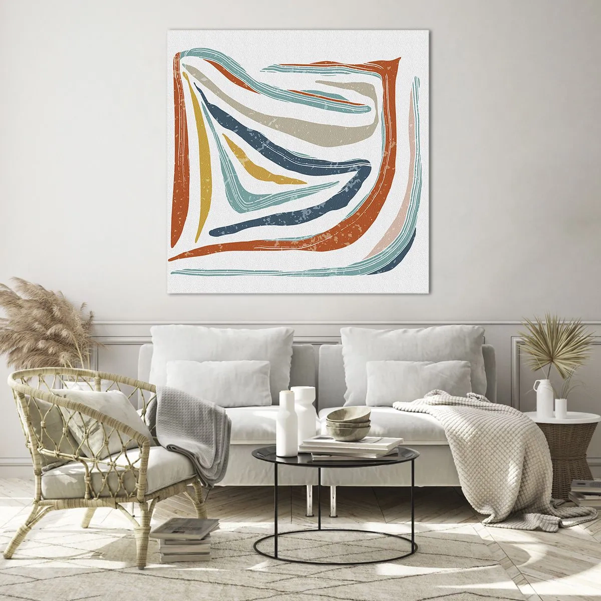 Impression sur verre - Image sur verre - Abstraction avec un sourire amical - 70x70 cm