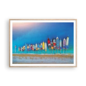 Affiche dans un chêne clair - Poster - Une vue à vol d'oiseau - 100x70 cm