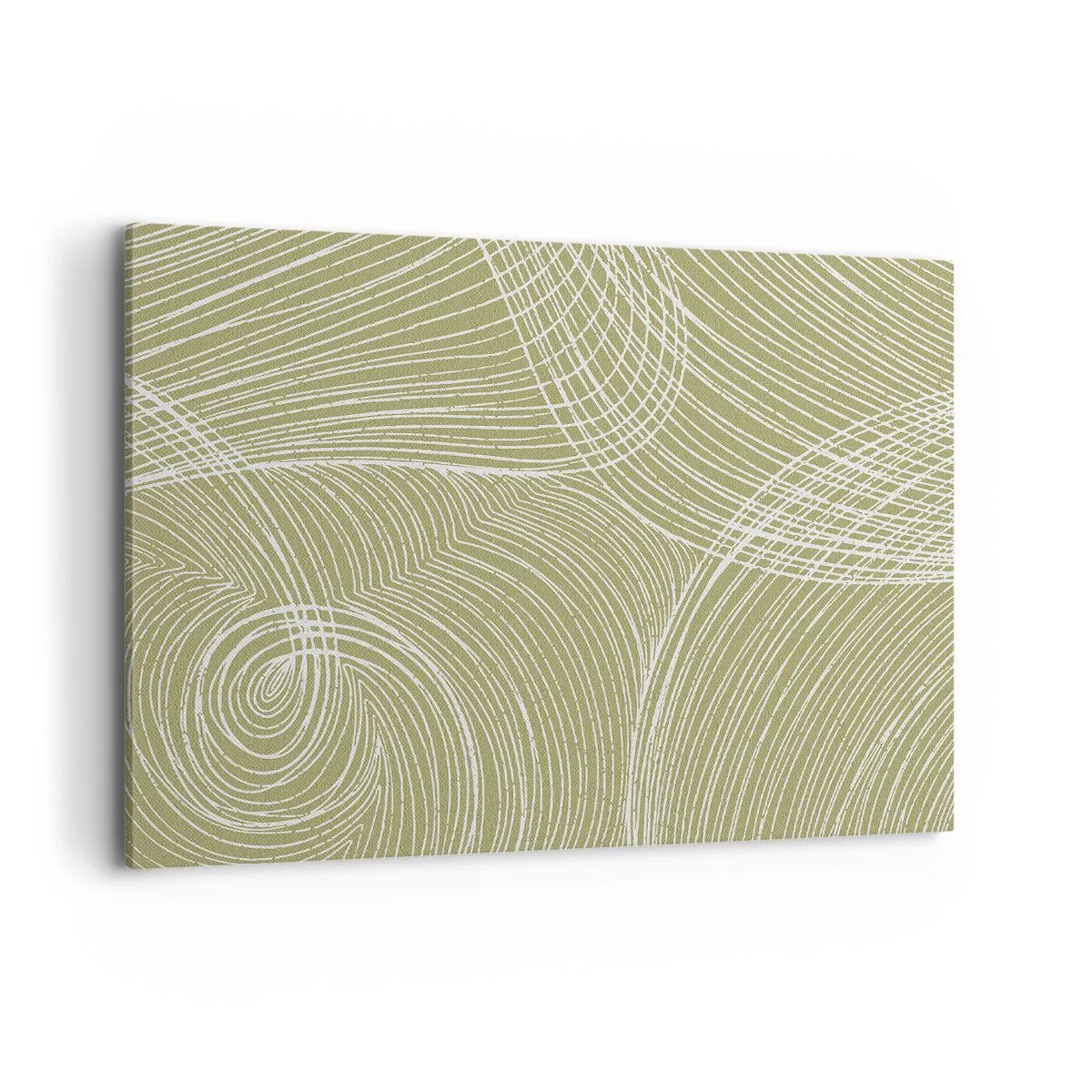 Impression sur toile - Image sur toile - Lignes vertes et blanches dans une composition abstraite - 100x70cm - Abstraction complexe de blanc - Décoration murale moderne pour le salon et la chambre ARTTOR