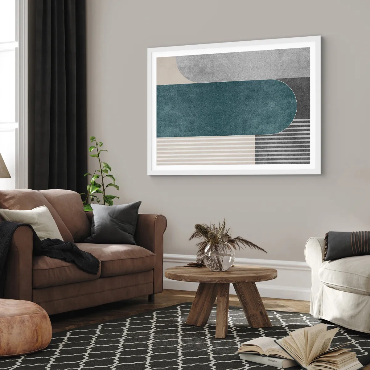 Affiche dans un cadre blanc - Poster - Composition de niveaux - 91x61 cm