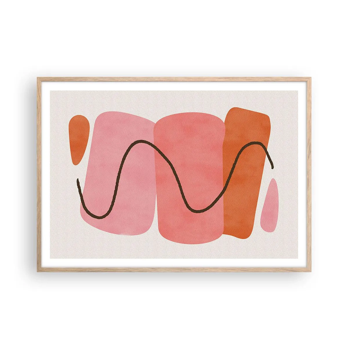 Affiche dans un chêne clair - Poster - mouvement doux des formes - 100x70 cm