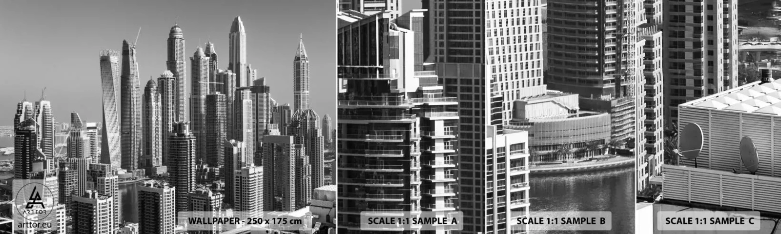 Échantillon De Papier Peint Standard Eco - Ville sur le désert - Architecture, Ville, Dubai - 100x30 cm