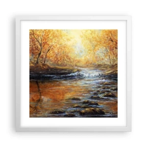 Affiche dans un cadre blanc - Poster - Le ruisseau d'or - 40x40 cm