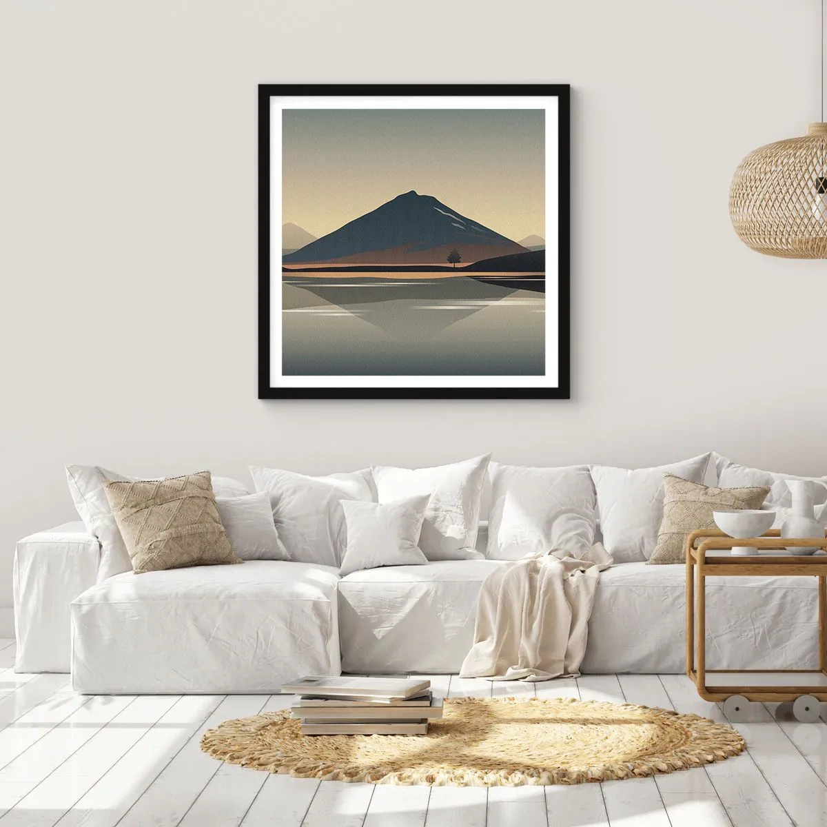 Affiche dans un cadre noir - Poster - Reflet de miroir - 40x40 cm