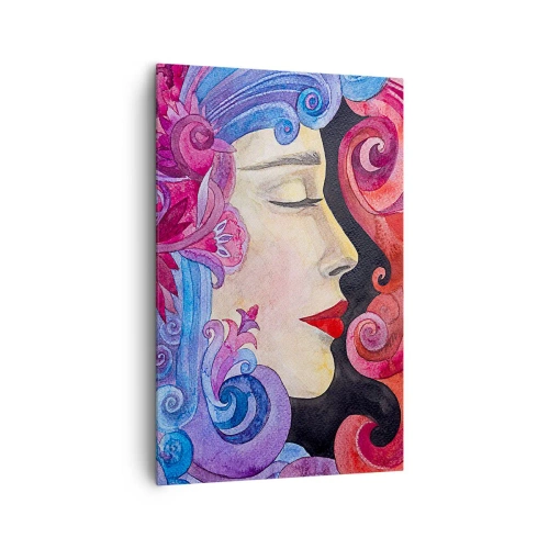 Impression sur toile - Image sur toile - Profil coloré d'une femme dans un style artistique - 80x120cm - L'Art Nouveau est toujours vivant - Décoration murale moderne pour le salon et la chambre ARTTOR