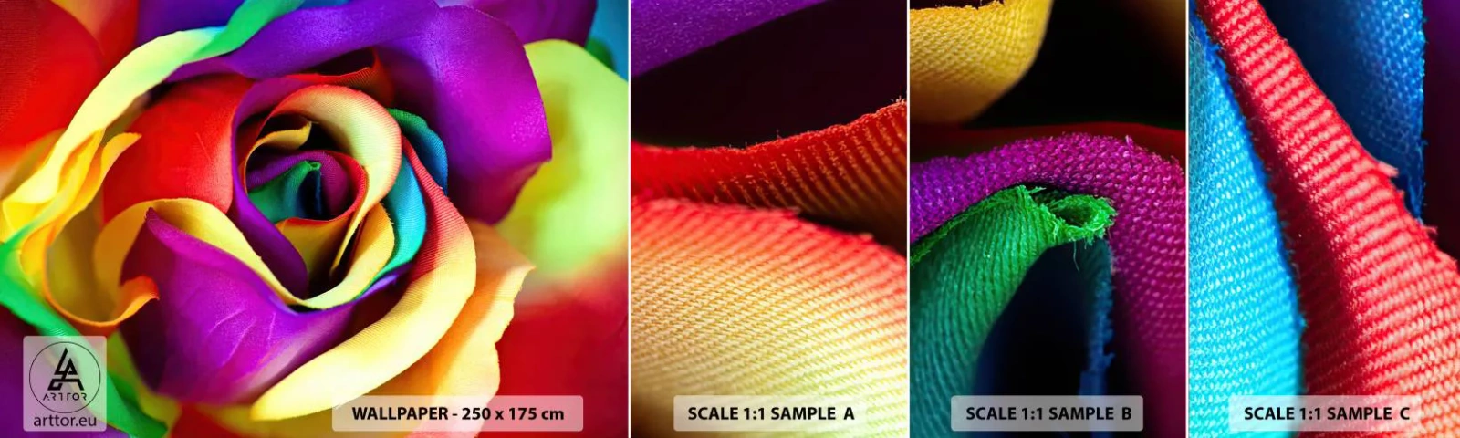 Échantillon de Papier Peint Autocollant Deluxe Sticker - Ce n'est pas possible - Abstraction, Fleur, Rose colorée - 100x30 cm