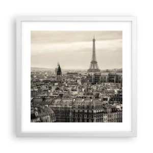 Affiche dans un cadre blanc - Poster - Sur les toits de Paris - 40x40 cm