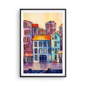 Affiche dans un cadre noir - Poster - Une ville comme dans un conte de fées - 61x91 cm