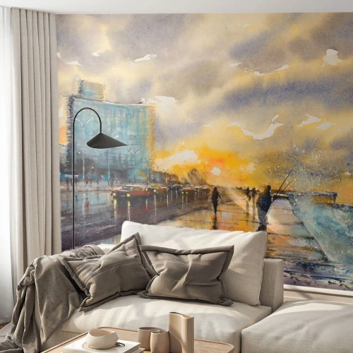 Papier Peint Photo Standard Eco - La vie sur le rivage - Paysage, Morceau, Coucher de soleil - 350x256 cm