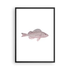 Affiche dans un cadre noir - Poster - Graphique de poisson sur fond blanc dans un style minimaliste - 50x70cm - Poisson aux grands yeux - Décoration murale moderne pour le salon et la chambre ARTTOR