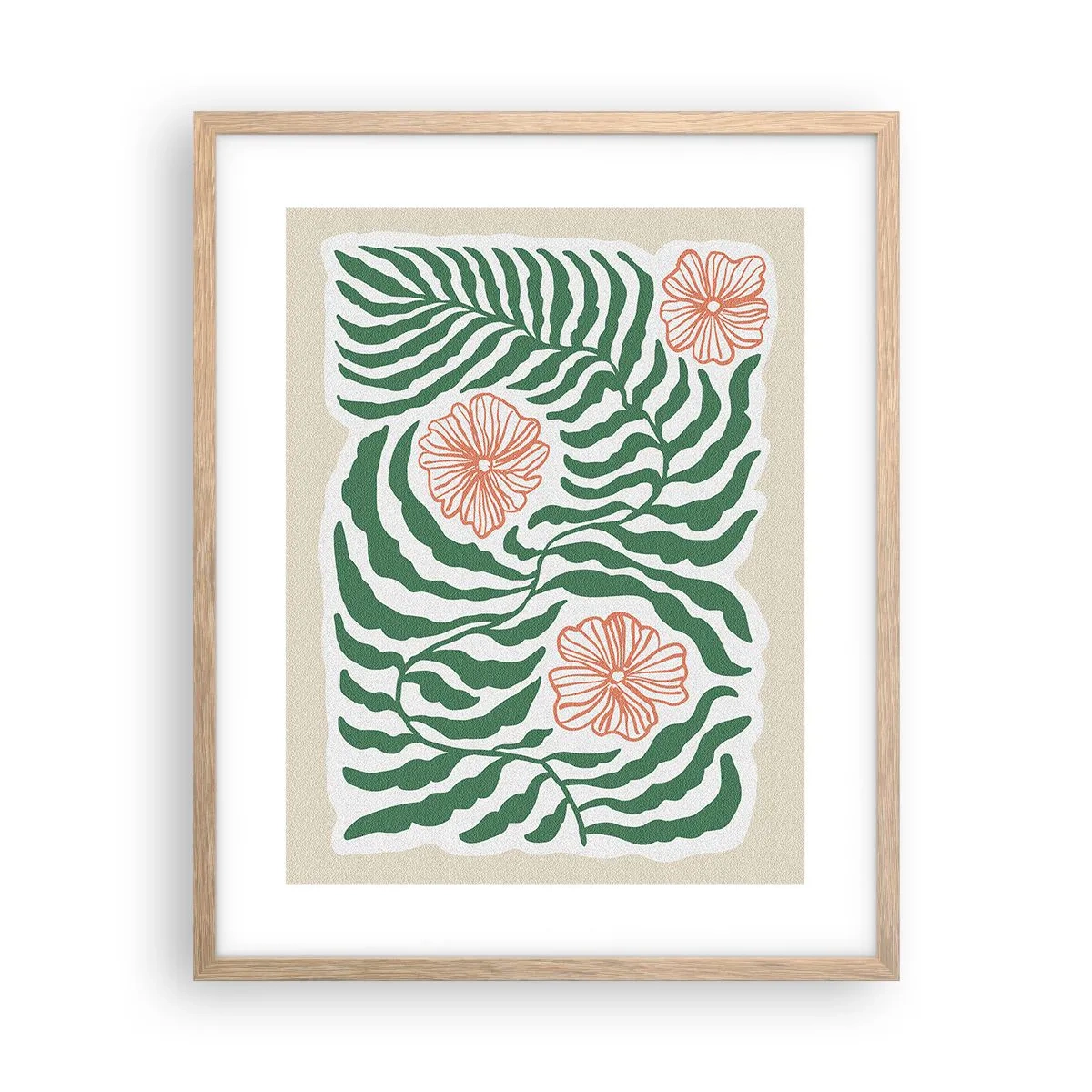 Affiche dans un chêne clair - Poster - Fleurit en vert - 40x50 cm